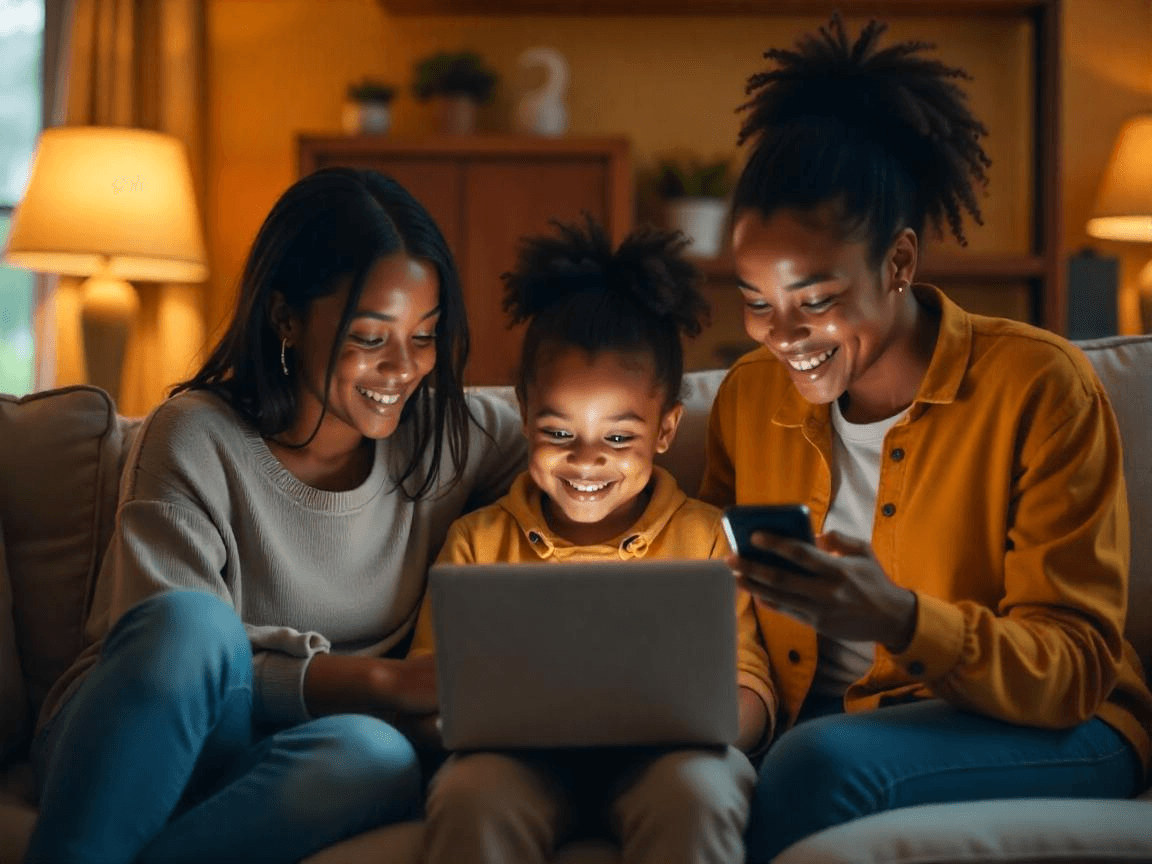 Happy family using our services
